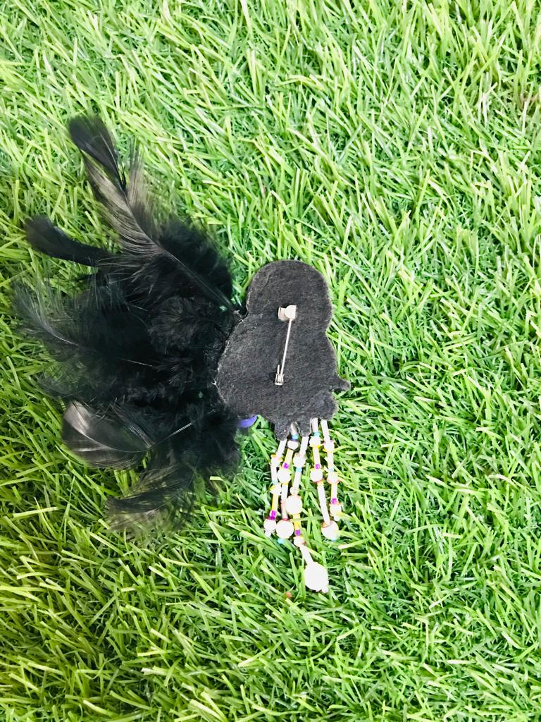 Flamingo Black Feather Brooch