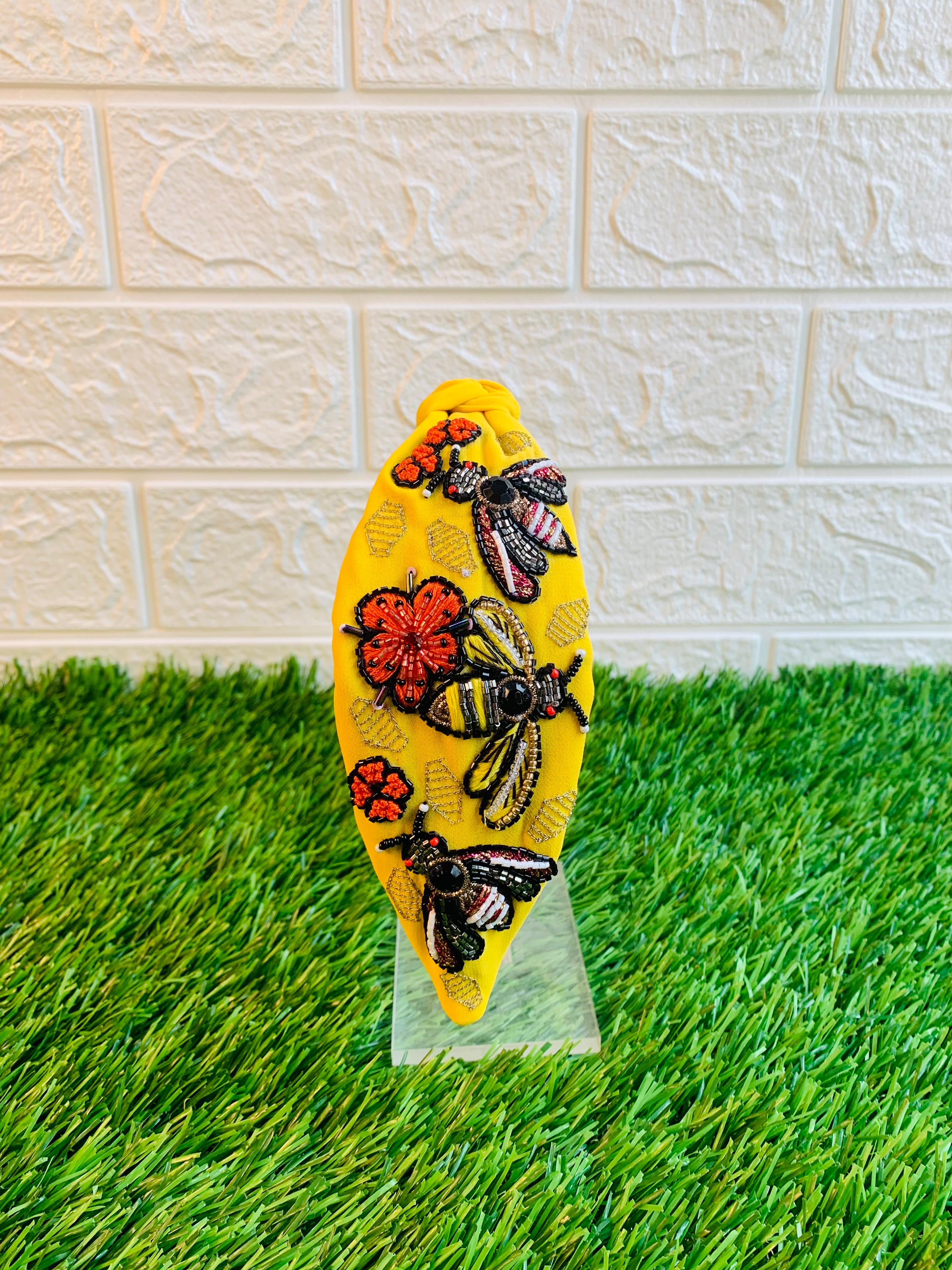 Honeycomb Bee Yellow Turban Hairband
