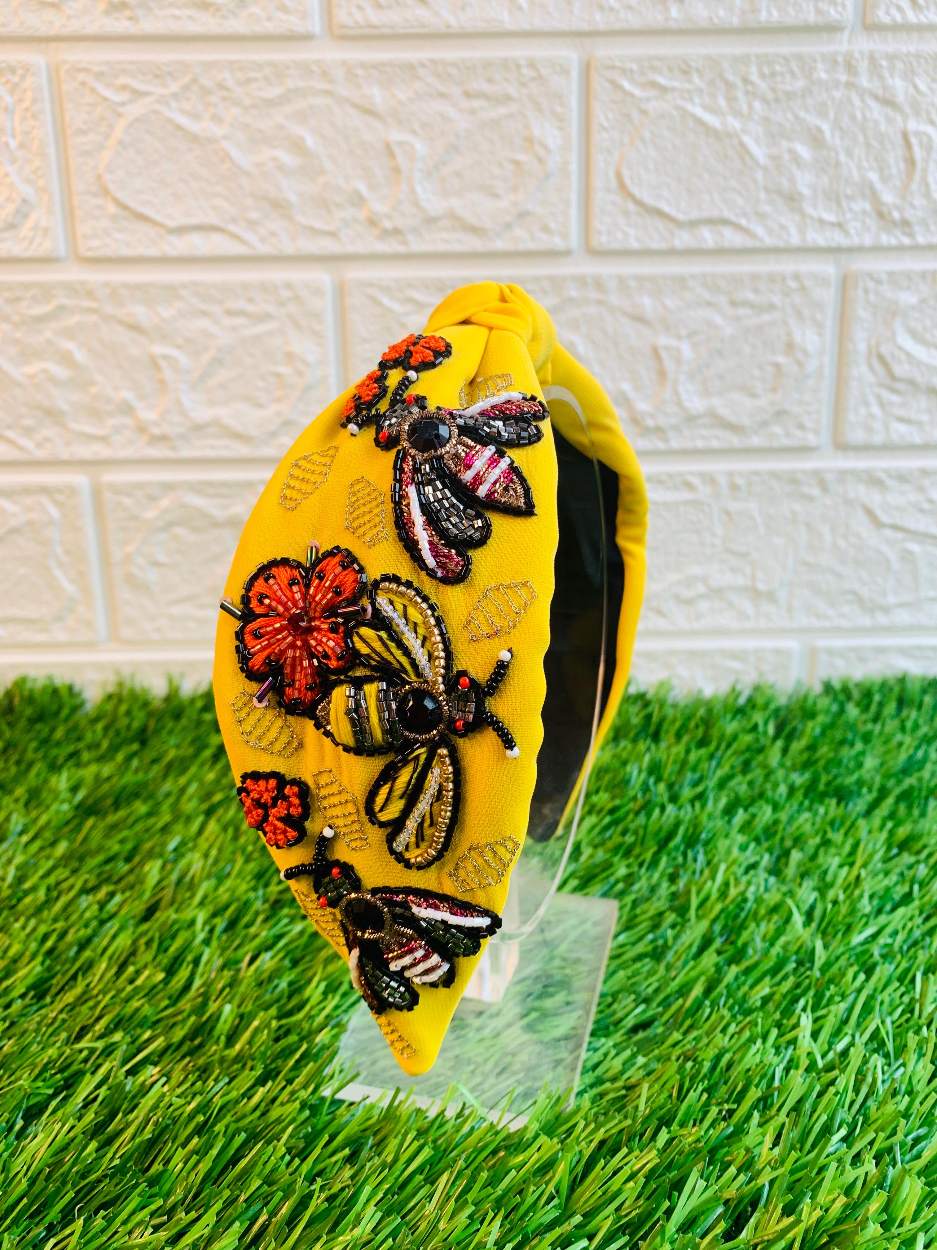 Honeycomb Bee Yellow Turban Hairband