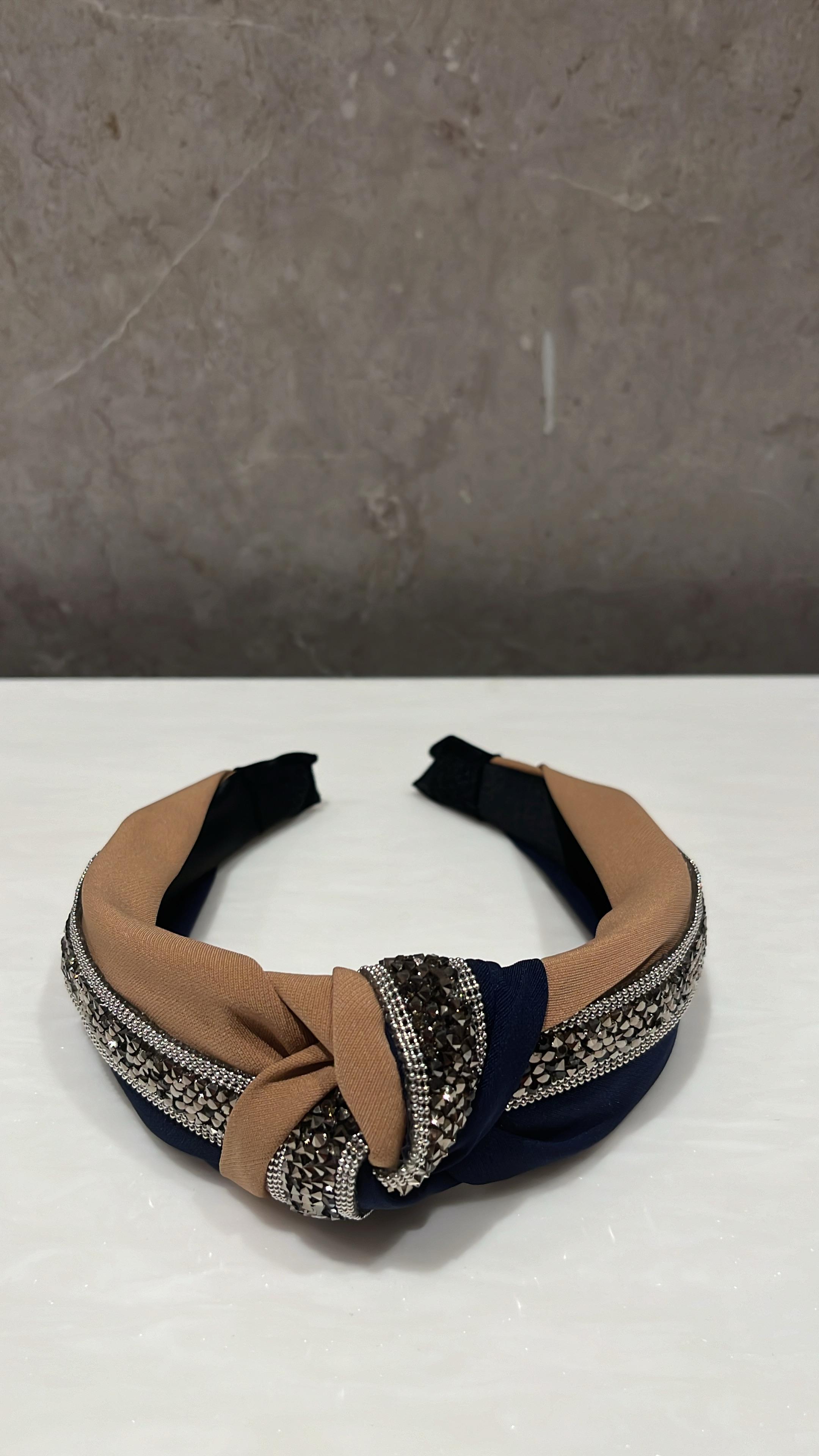 Sparkle And Spot Black  & Sand Duo Turban Hairband