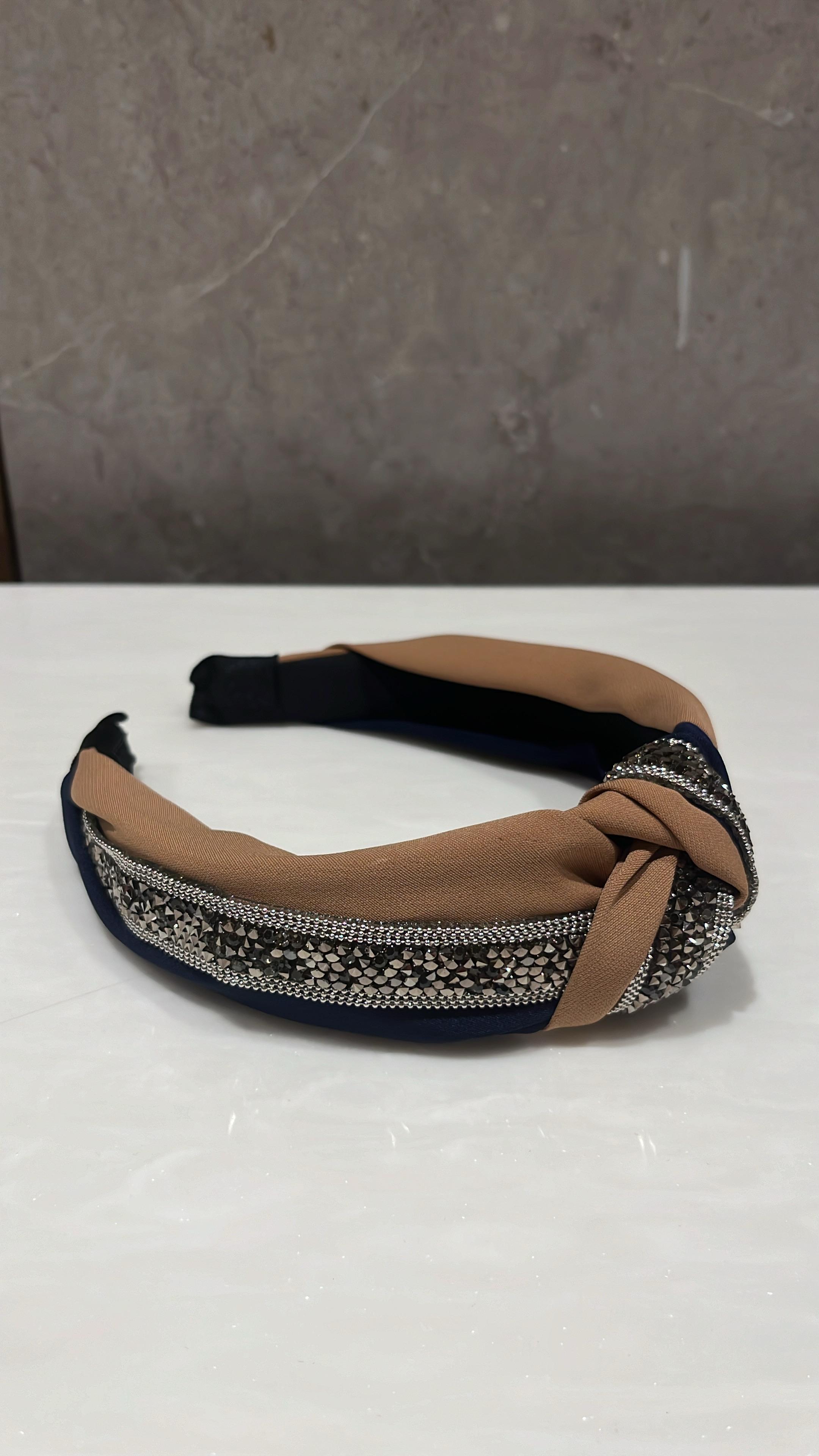 Sparkle And Spot Black  & Sand Duo Turban Hairband