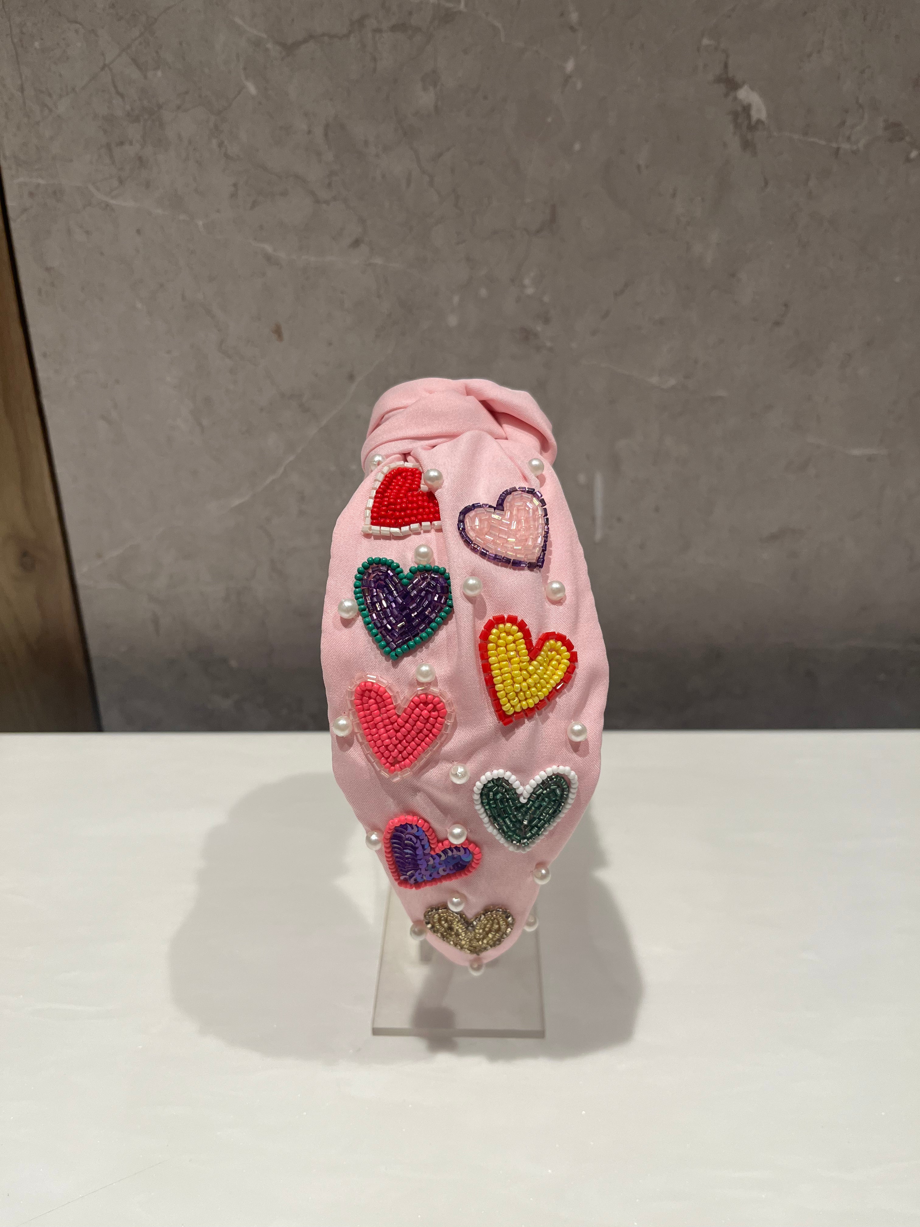 Heart Pop Baby Pink Turban Hairband