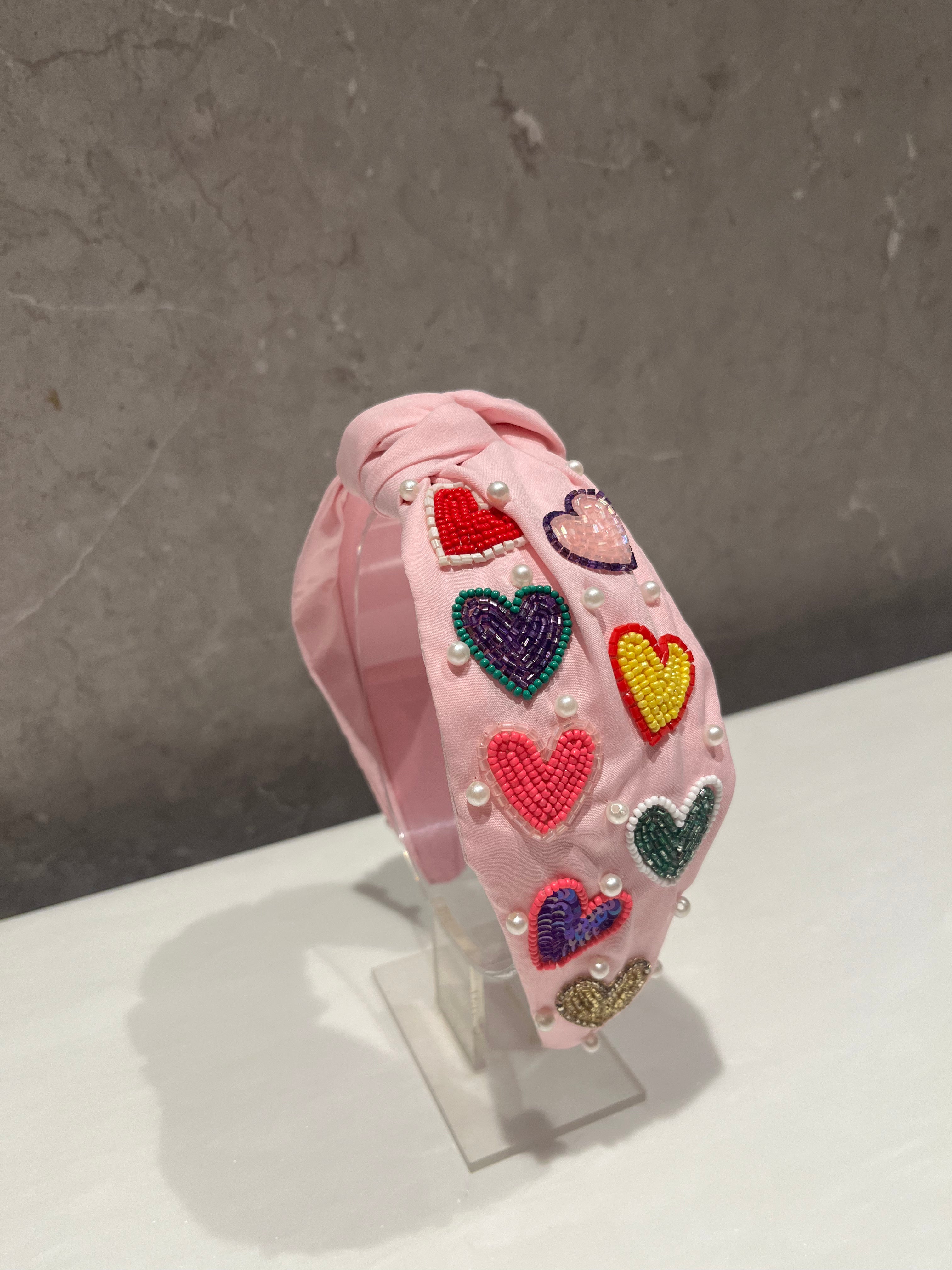 Heart Pop Baby Pink Turban Hairband