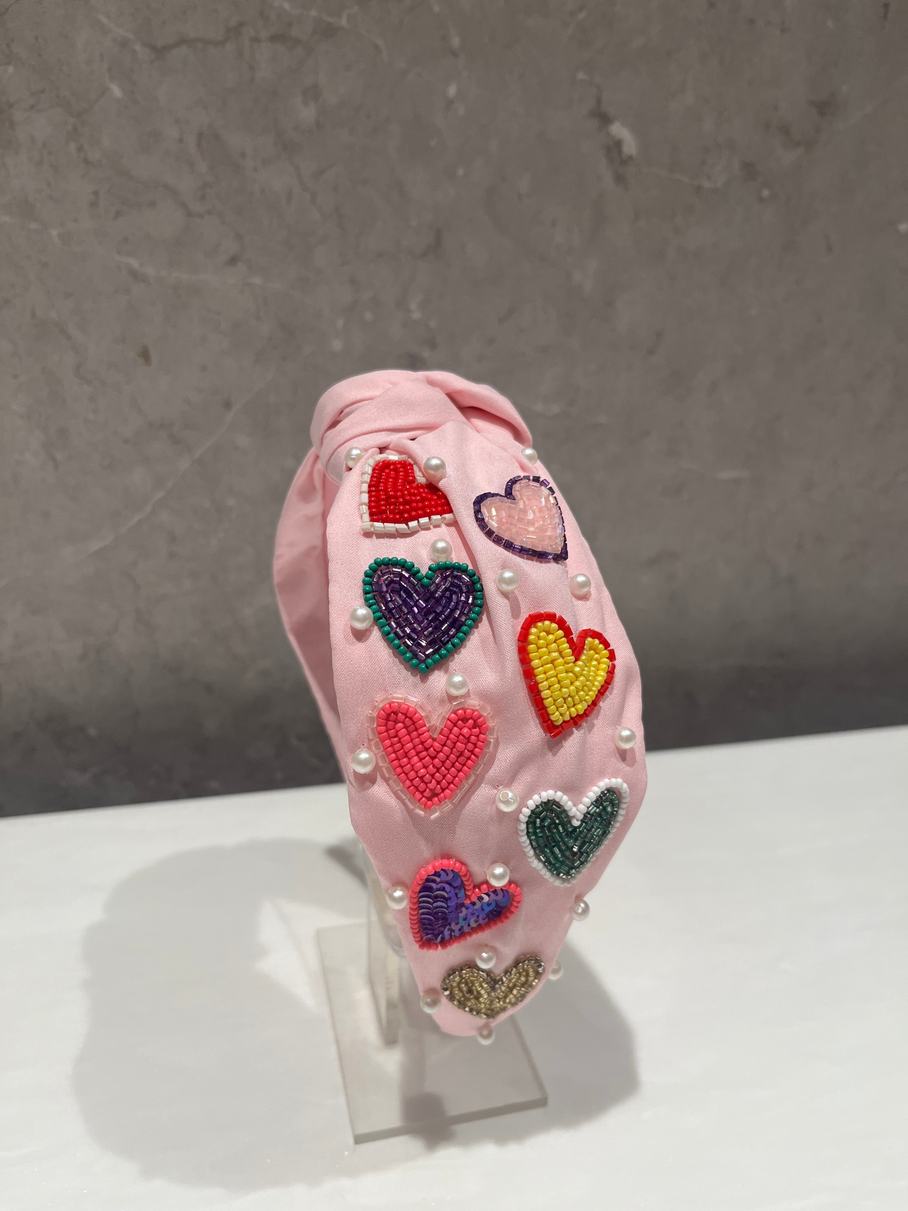 Heart Pop Baby Pink Turban Hairband