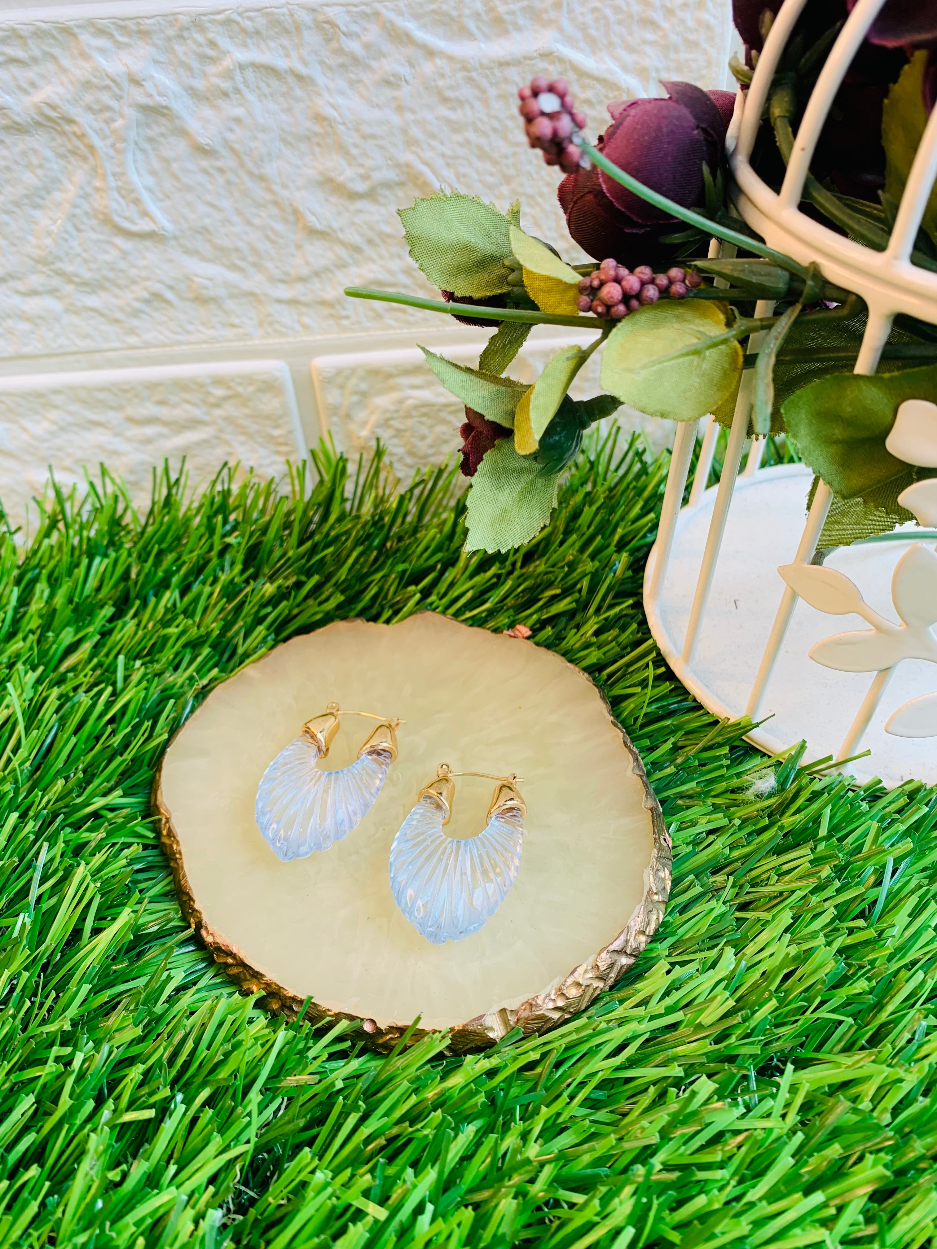 Dainty Ice Blue Mini Shell Hoops