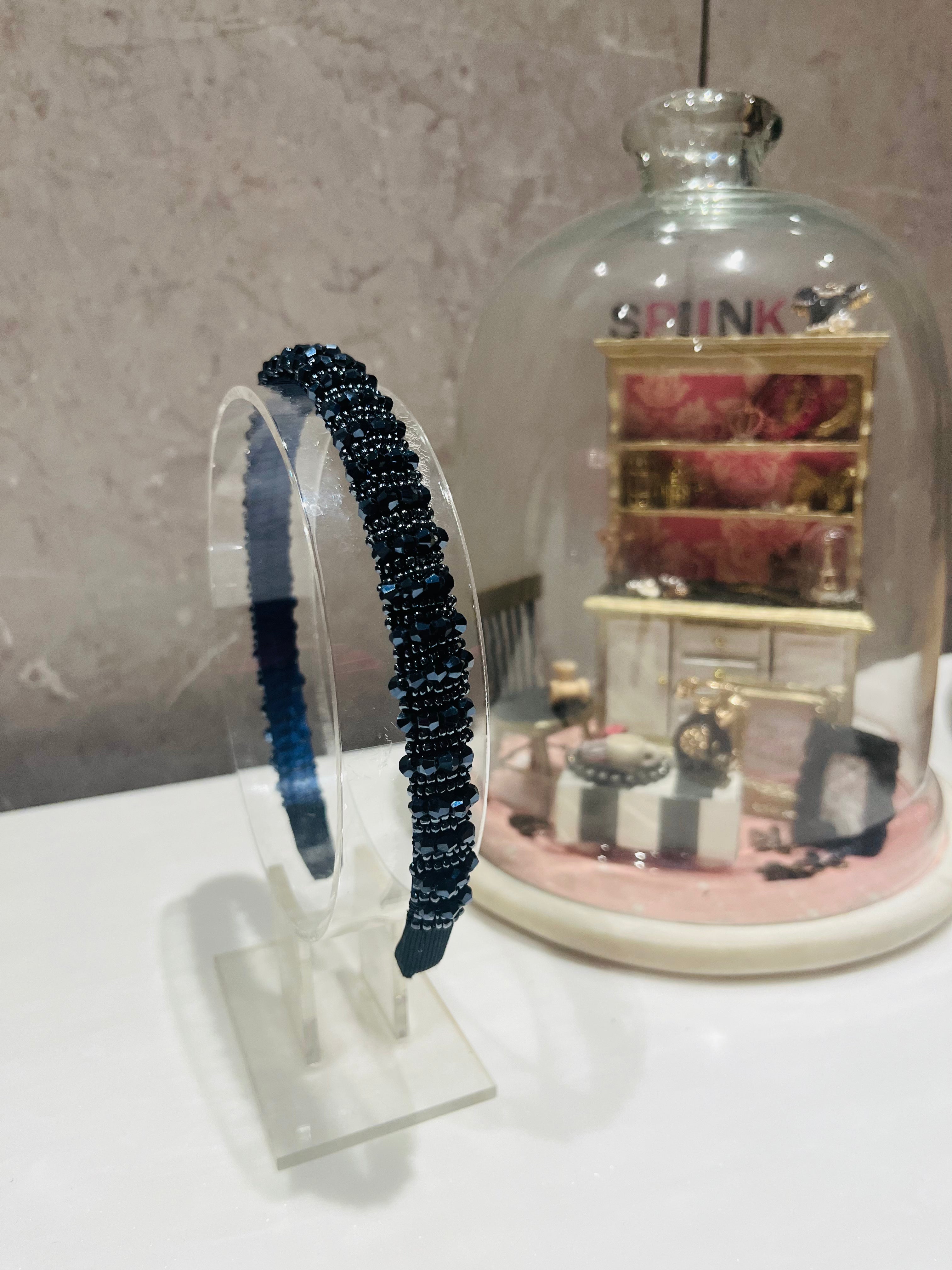 Dark Blue Beaded Hairband