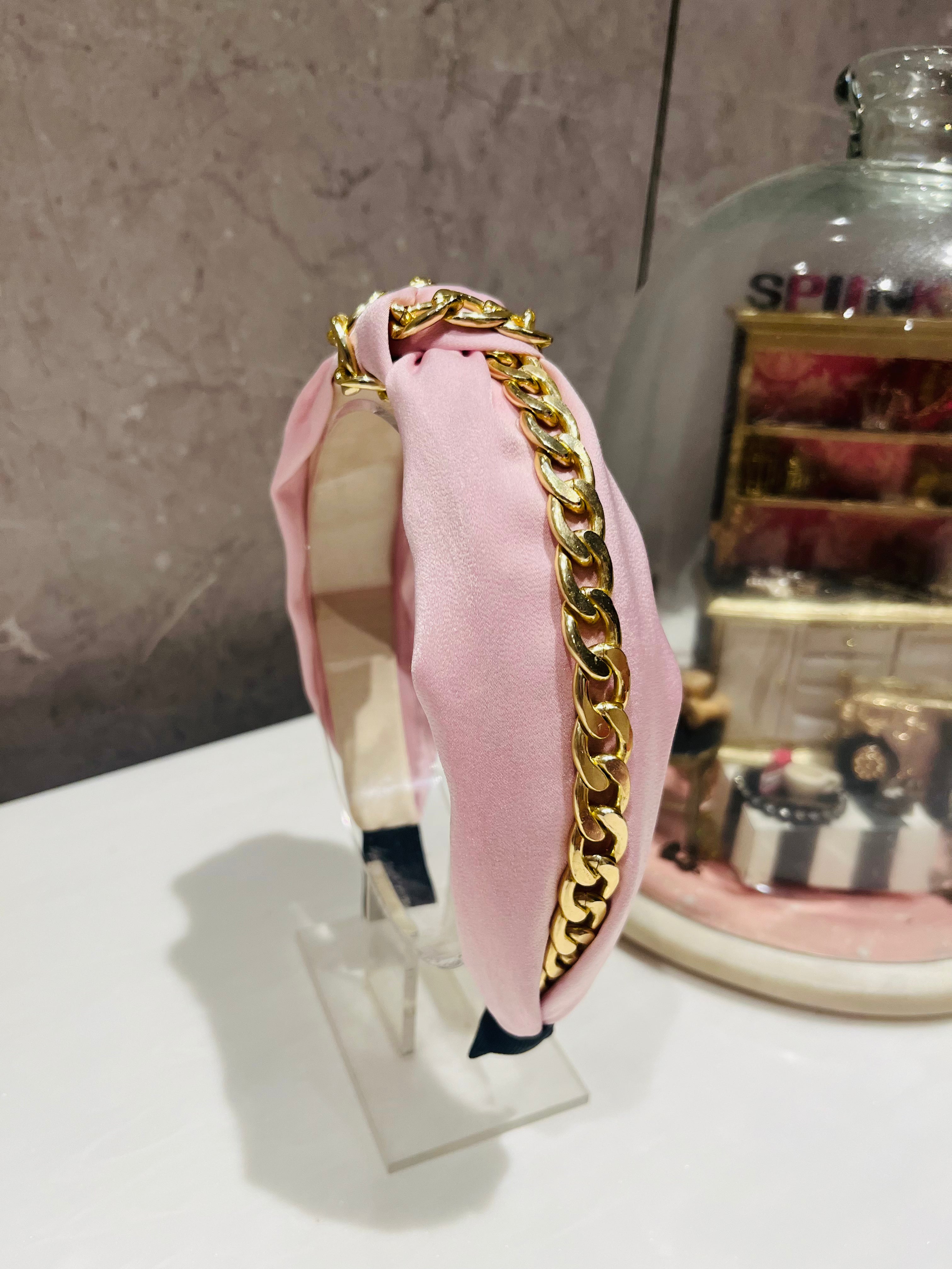 Pink Chain of Charm Turban Hairband