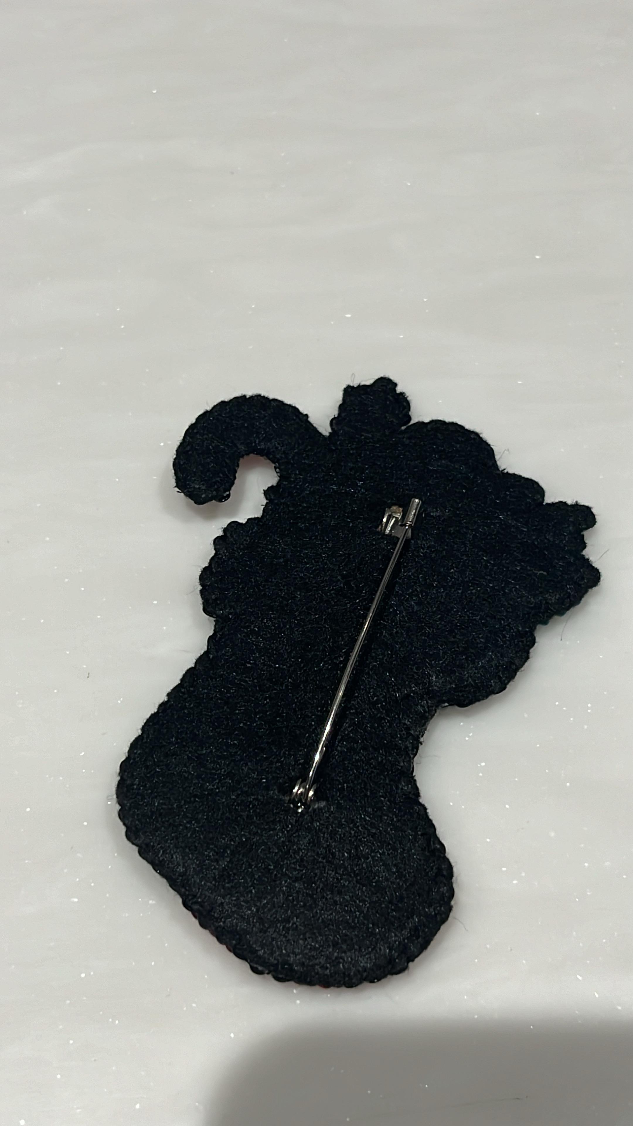 Sparkling Stocking Charm Brooch