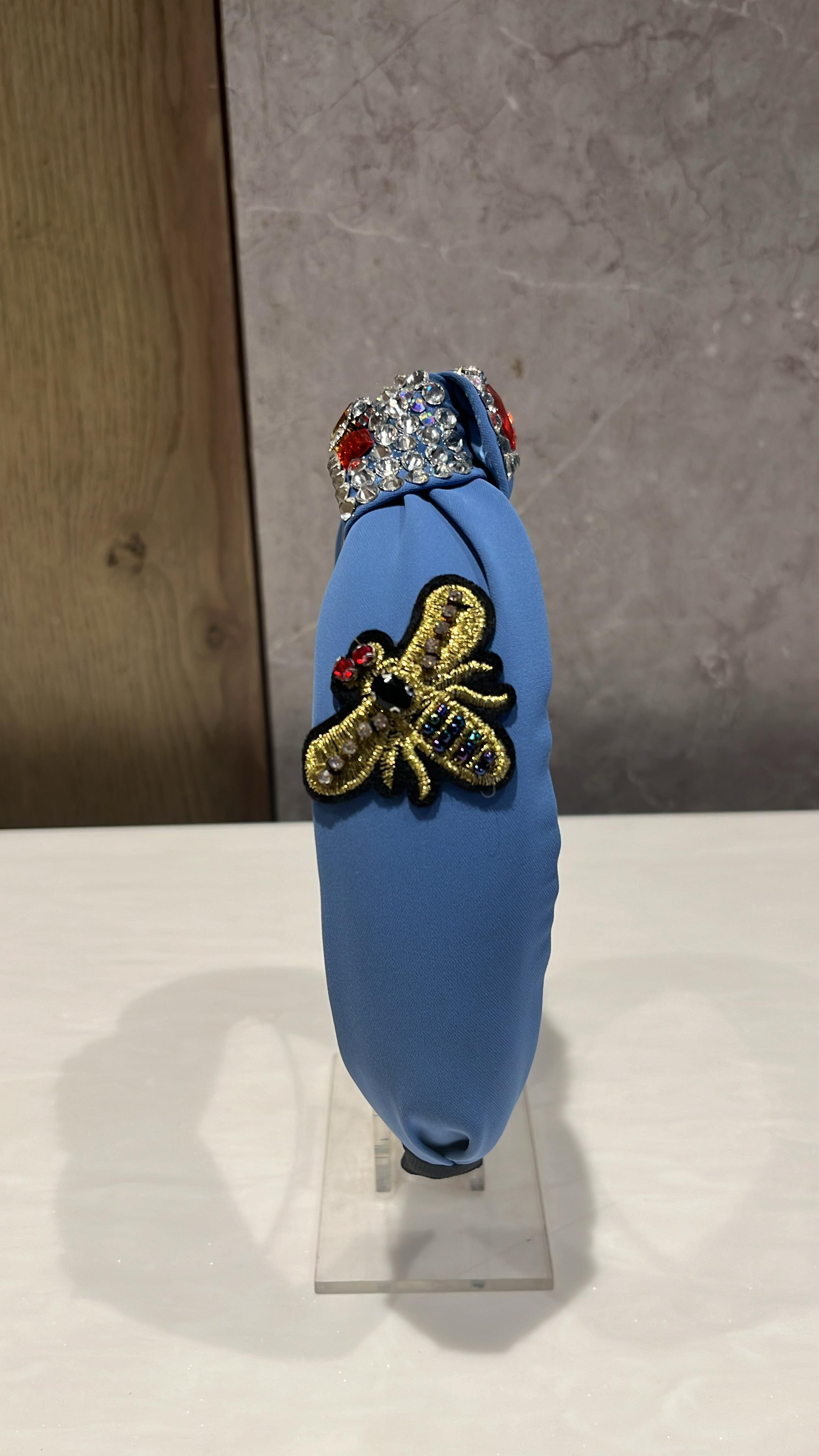 Queen Bee Charm Cobalt Blue Turban Hairband
