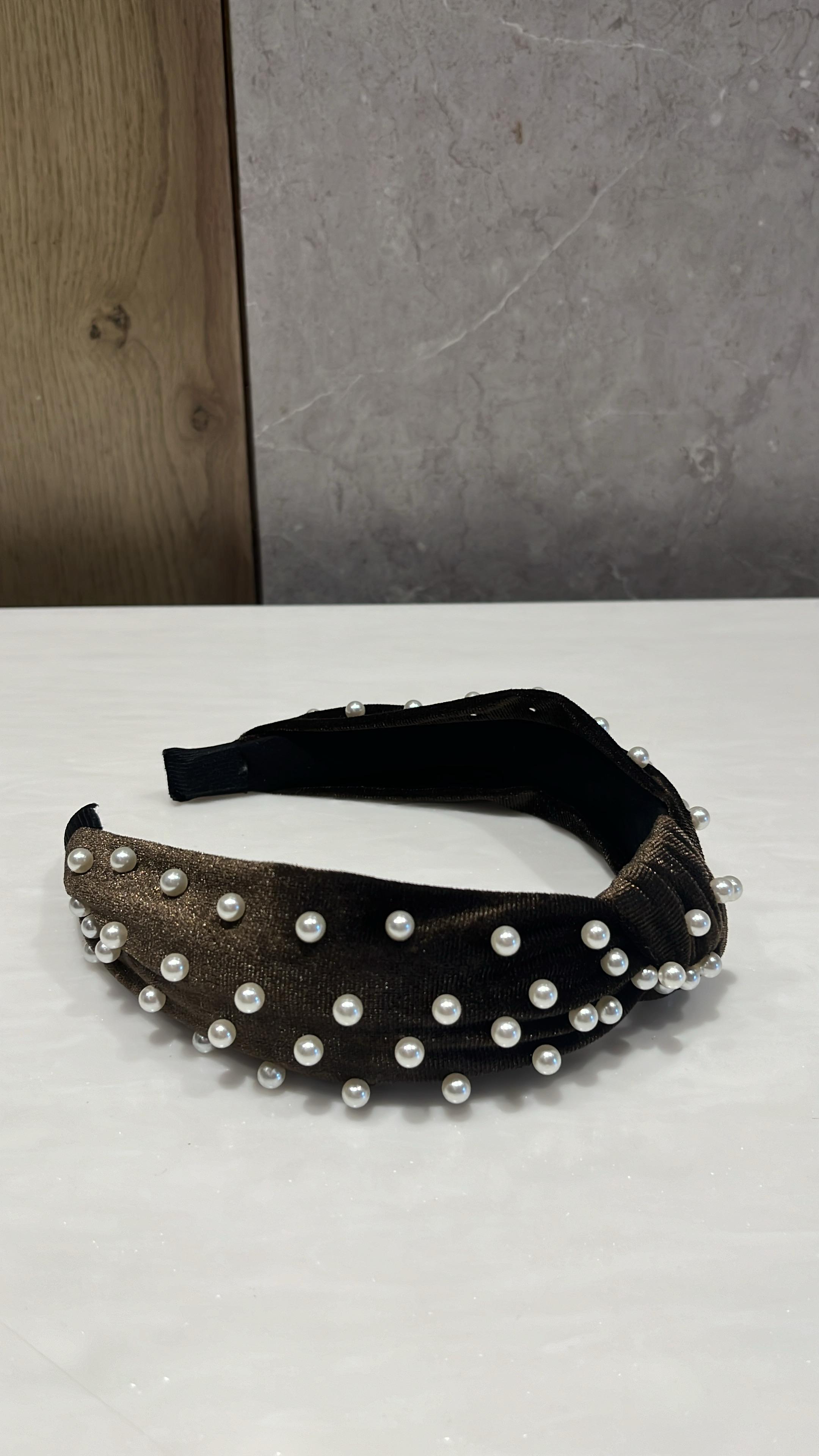 Pearl Reverie Ash Brown Turban Hairband