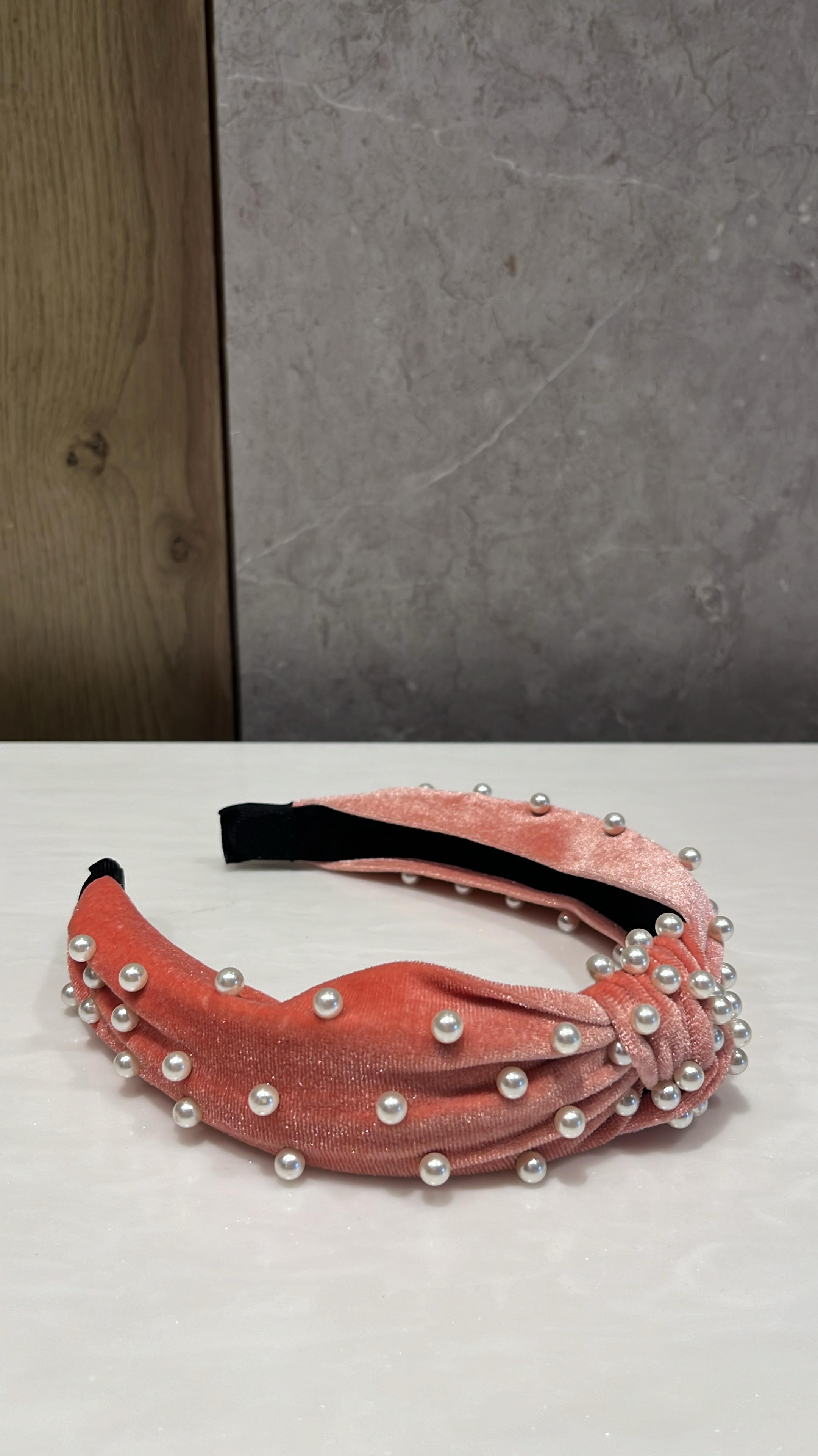 Velvet Pearl Dream Coral Turban Hairband