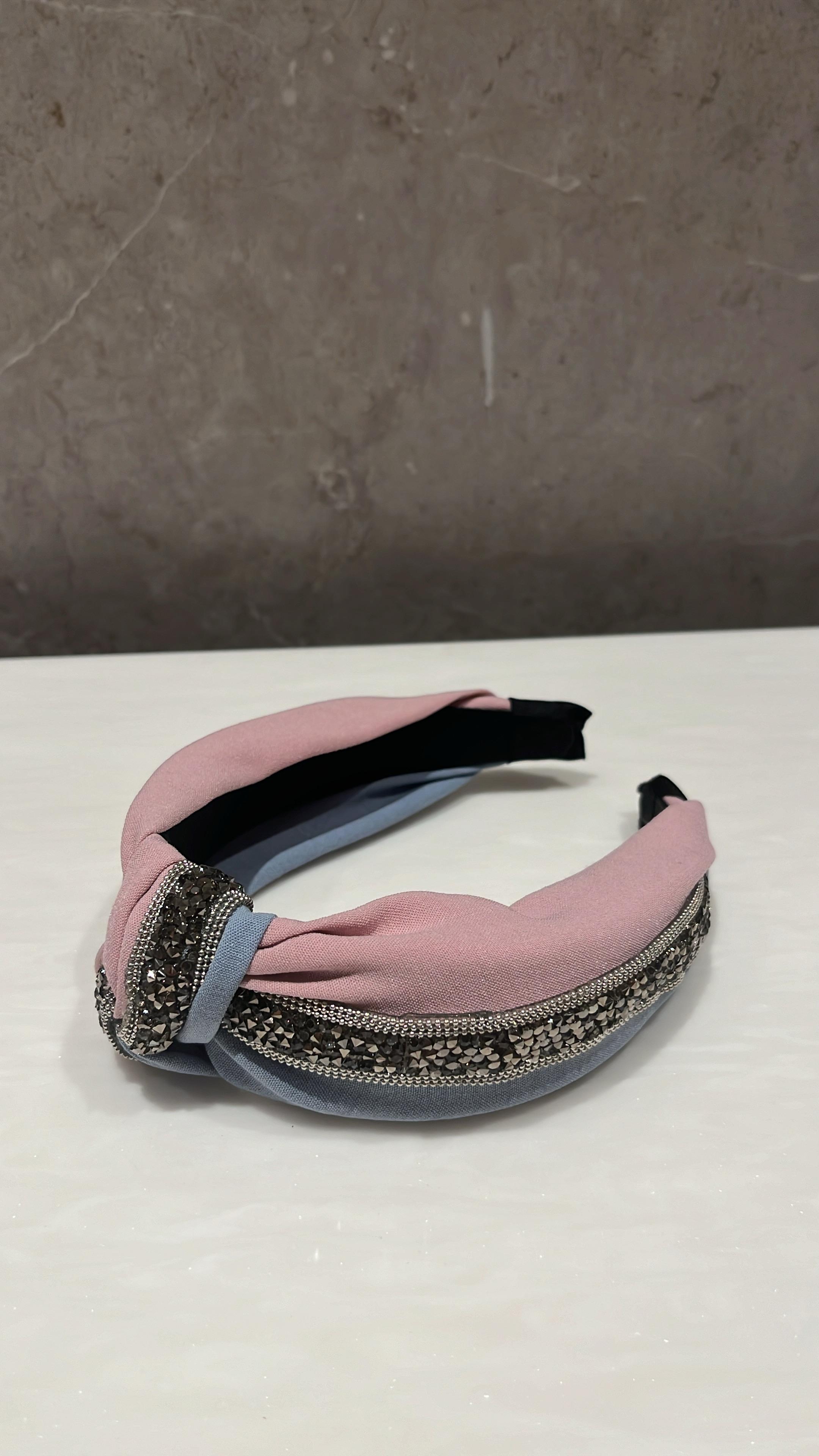 Sparkle And Spot Ice Blue Pink Duo Turban Hairband