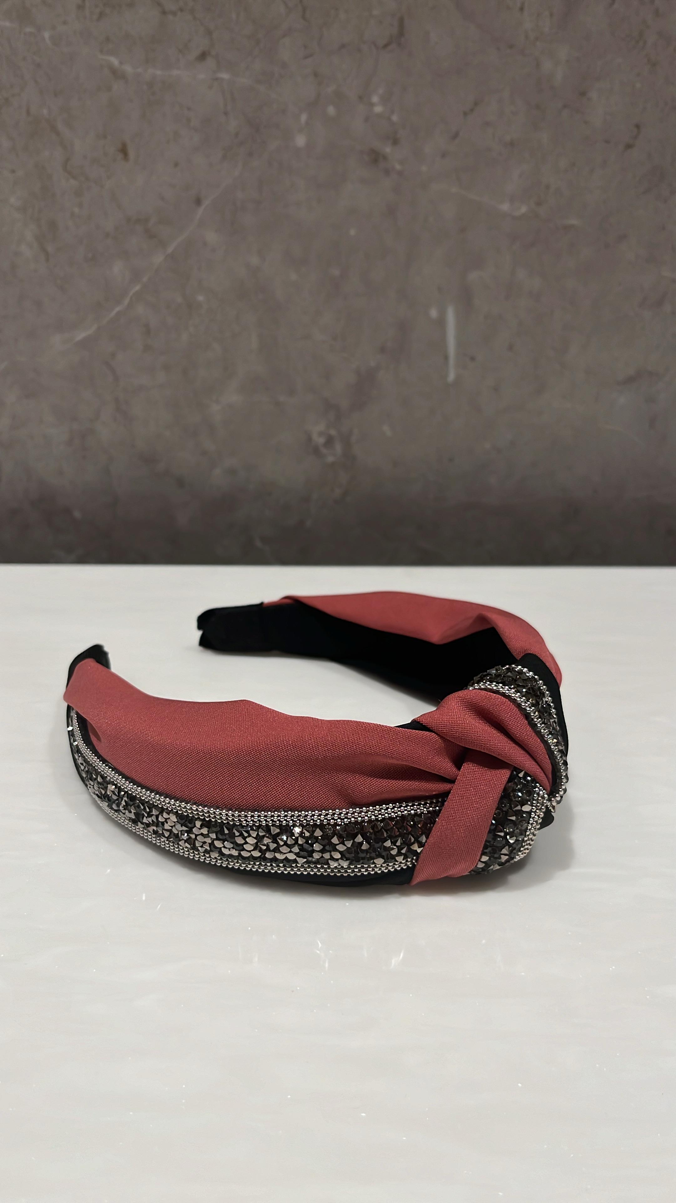 Sparkle And Spot Black & Dark Coral Duo Turban Hairband