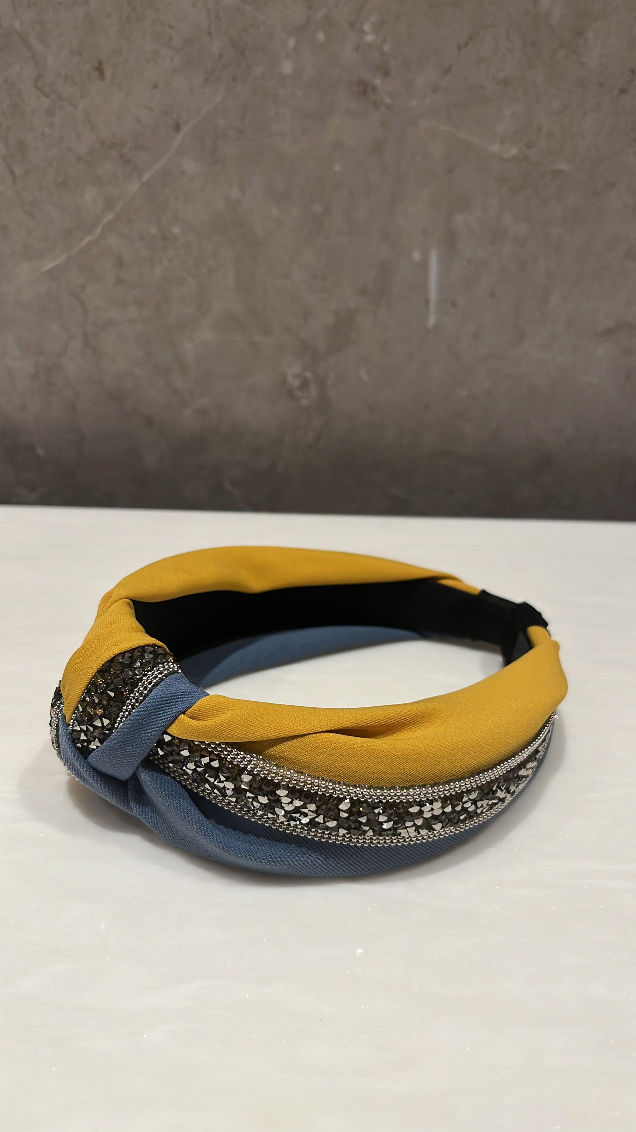 Sparkle And Spot Mustard & Venice Blue Duo Turban Hairband