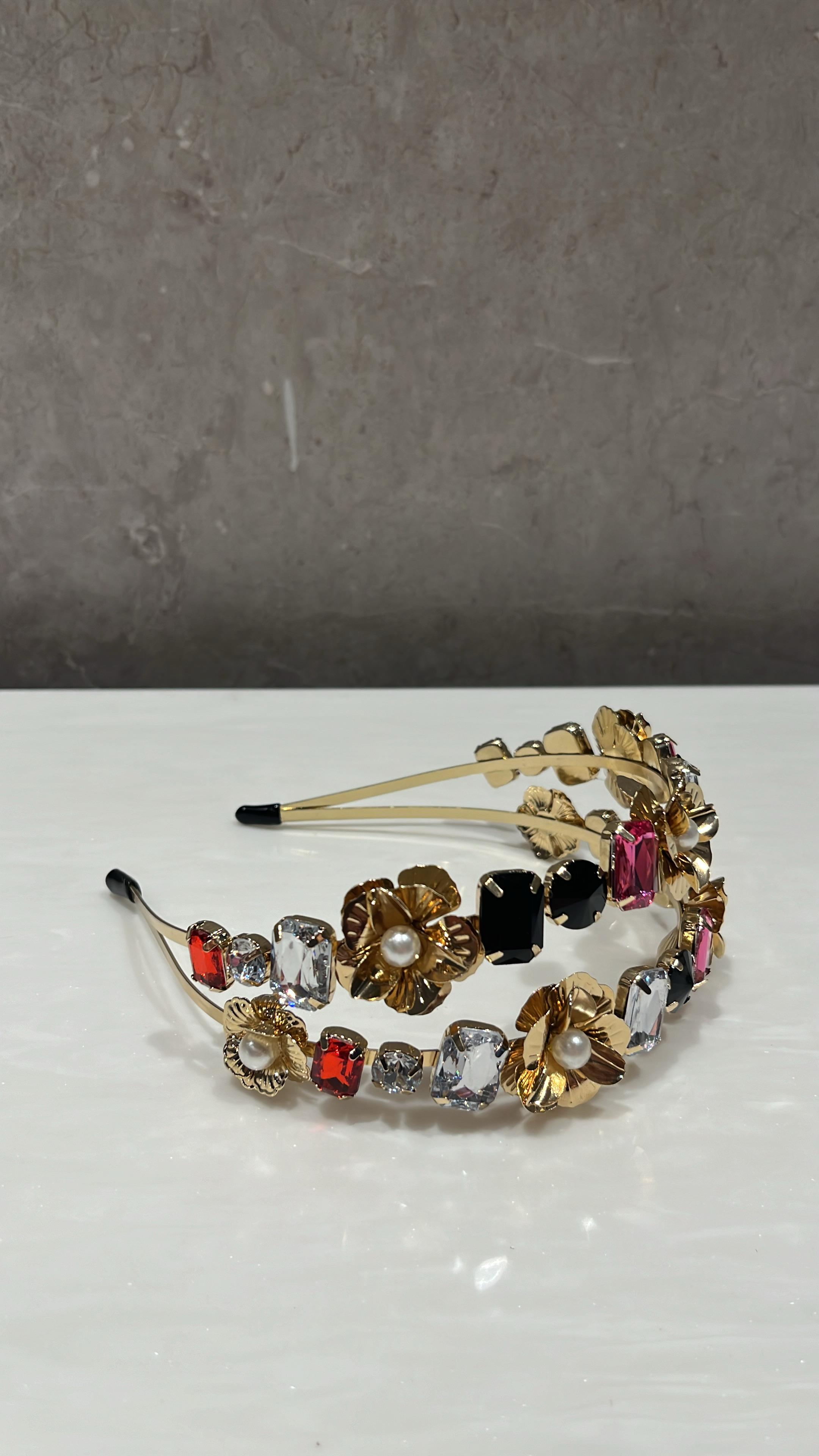Floral Gem Crown Hairband