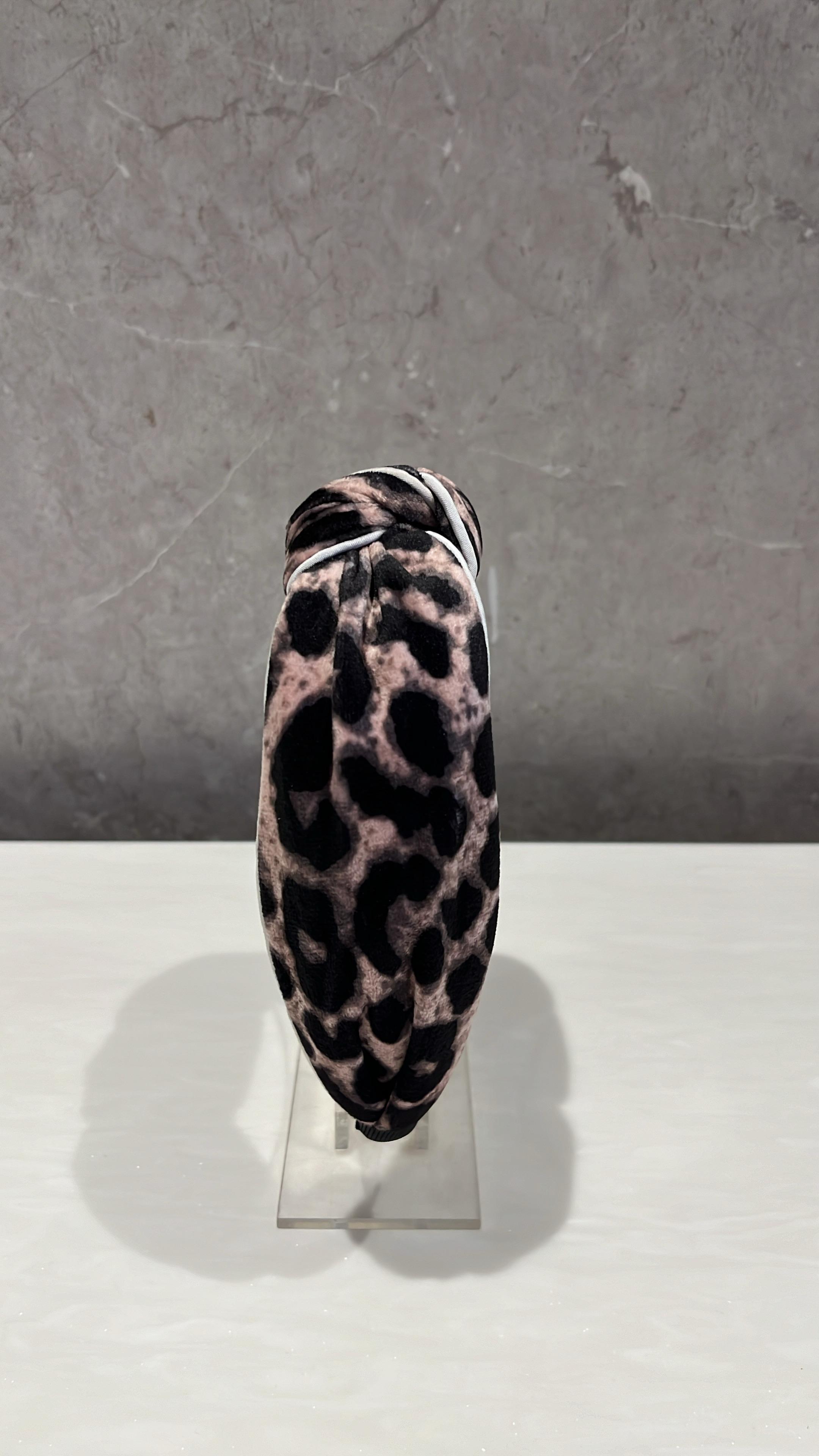 Rose Leopard Soft Velvet Turban Hairband