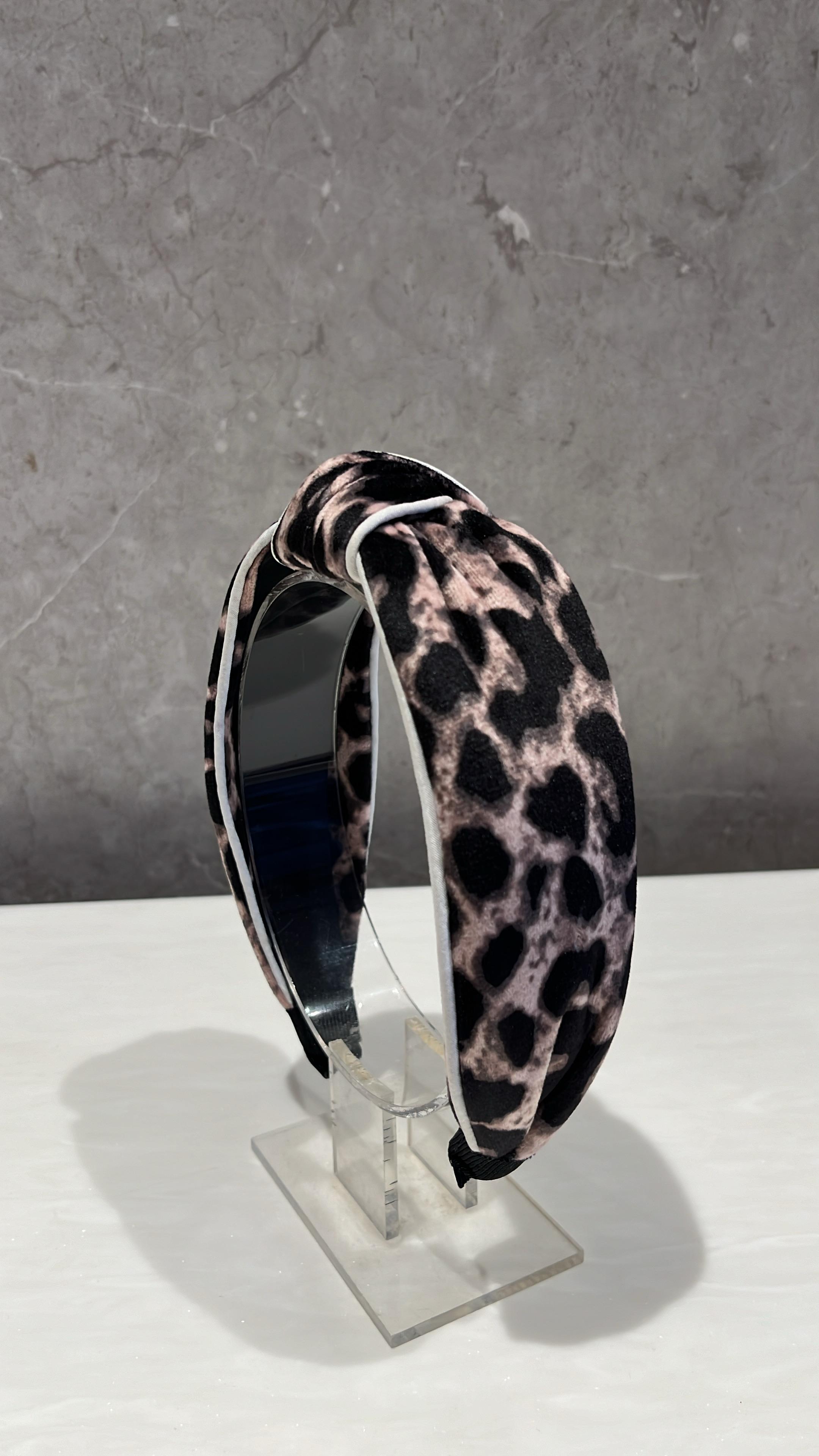Rose Leopard Soft Velvet Turban Hairband