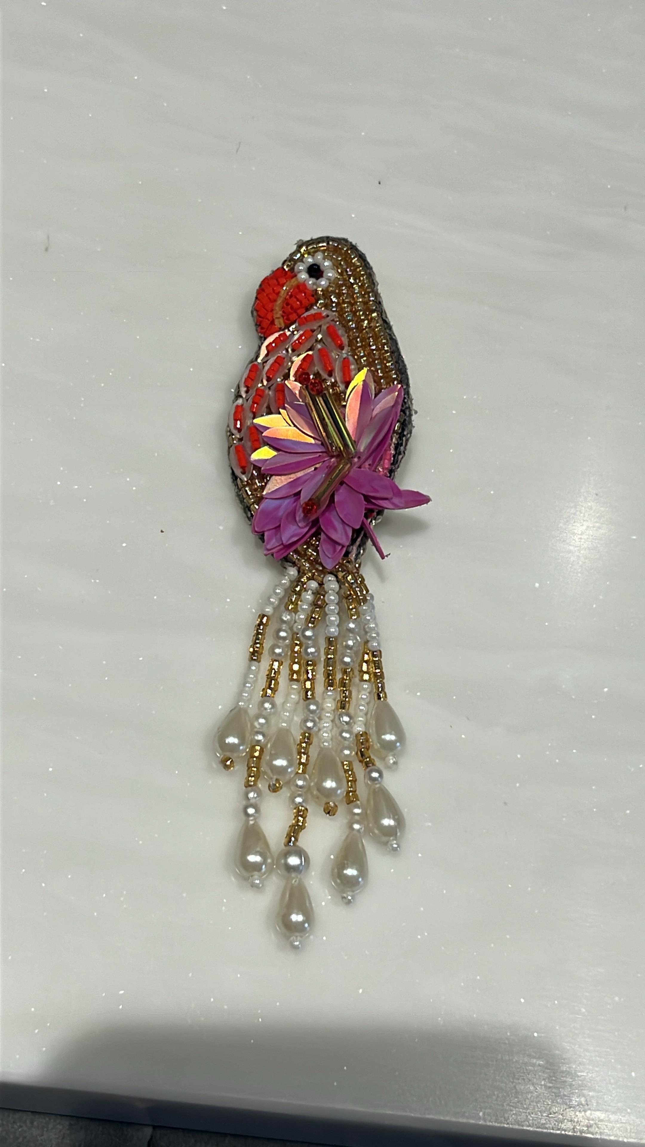 Avian Pearl Drop Brooch