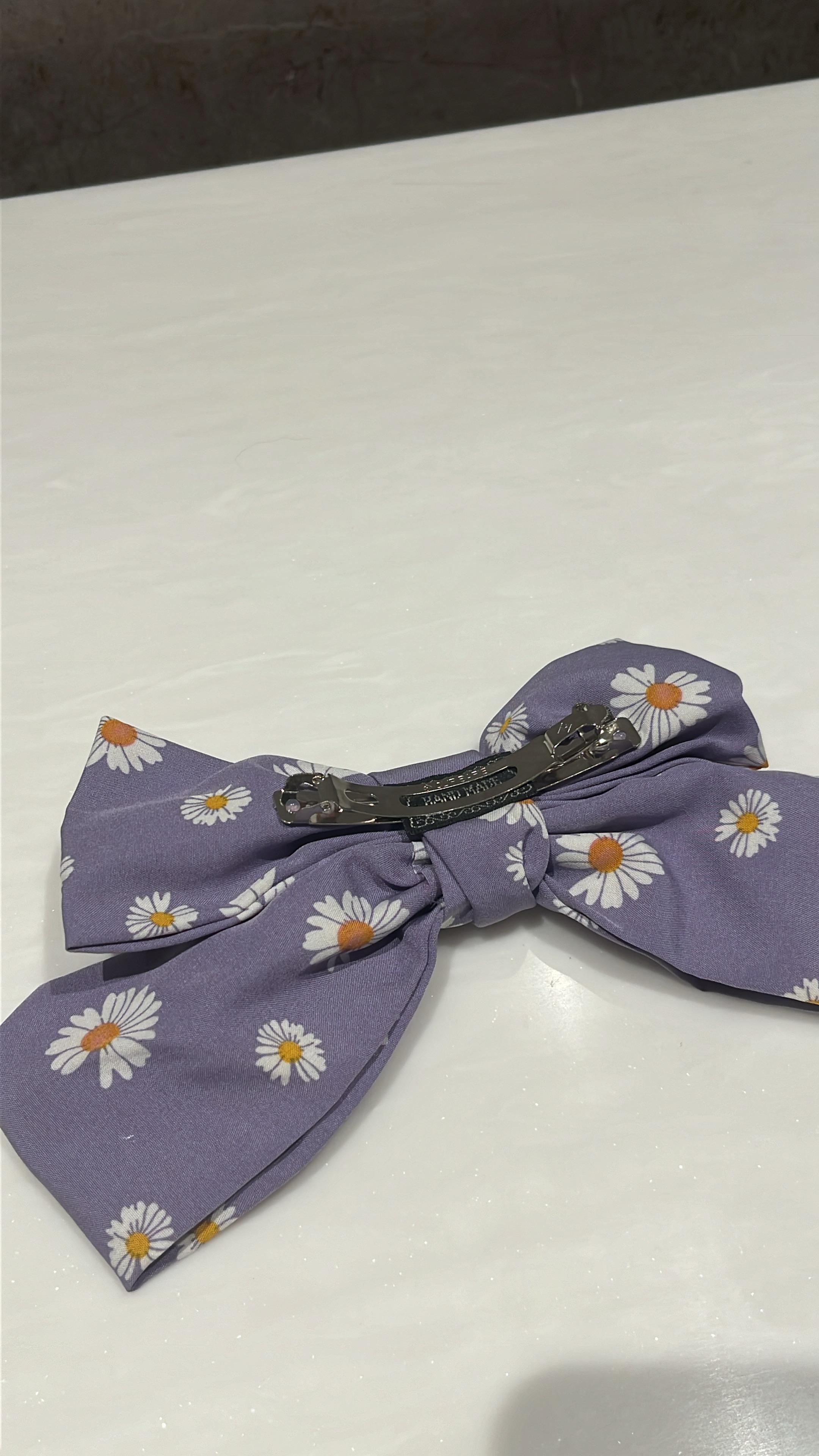 Daisy Bliss Lilac Printed Hair Bow