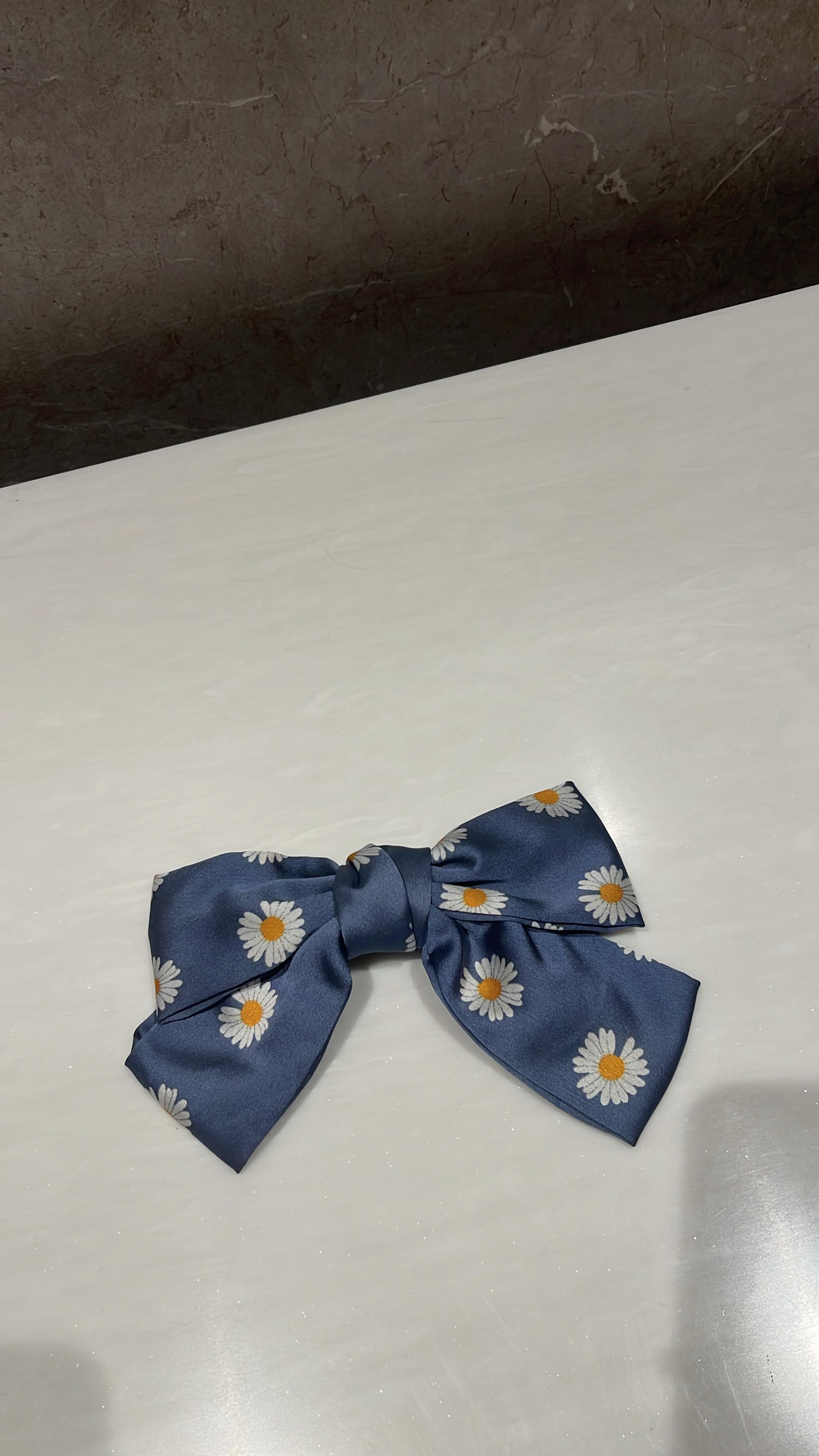 Daisy Bliss Blue Printed Hair Bow