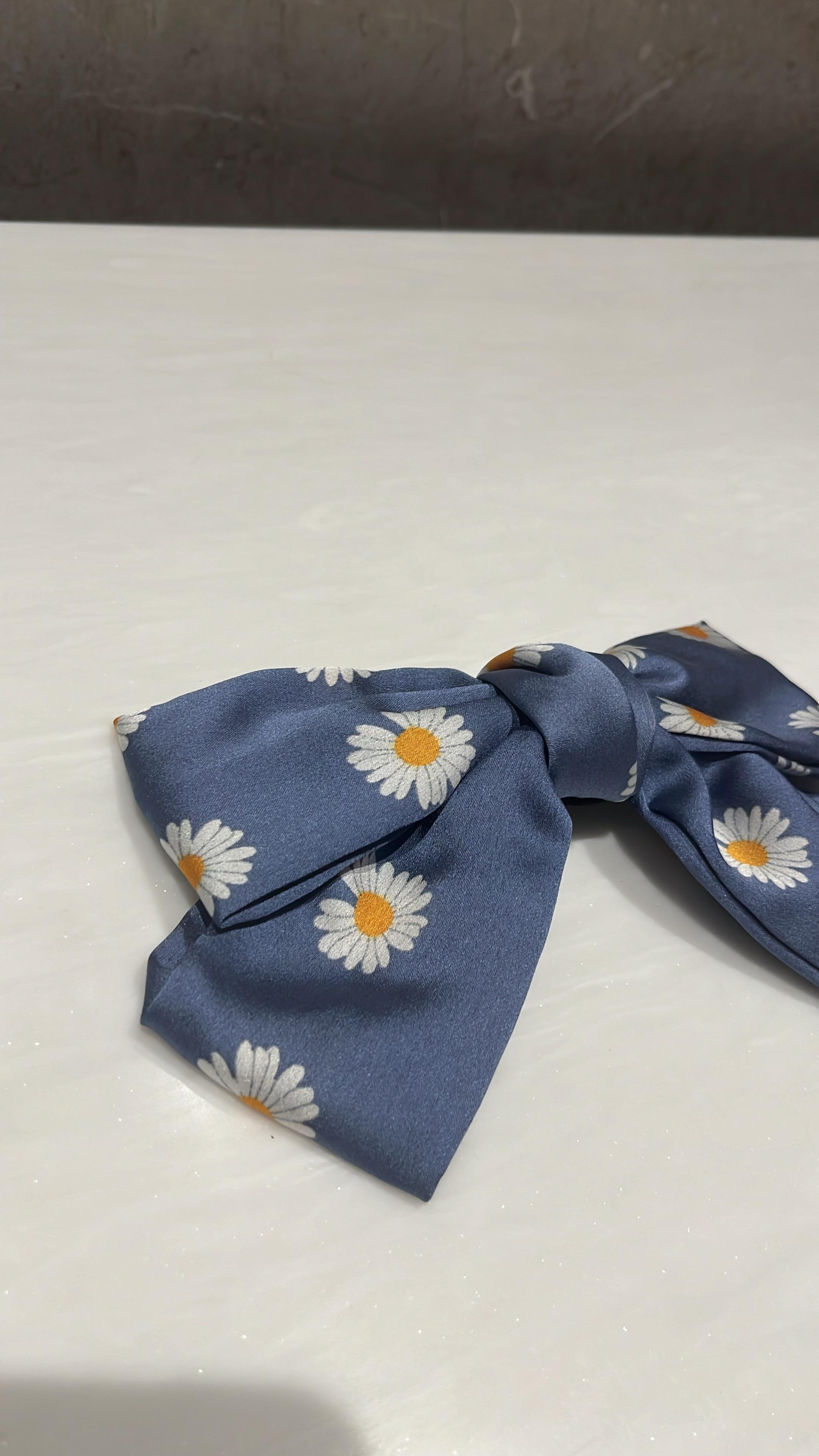 Daisy Bliss Blue Printed Hair Bow