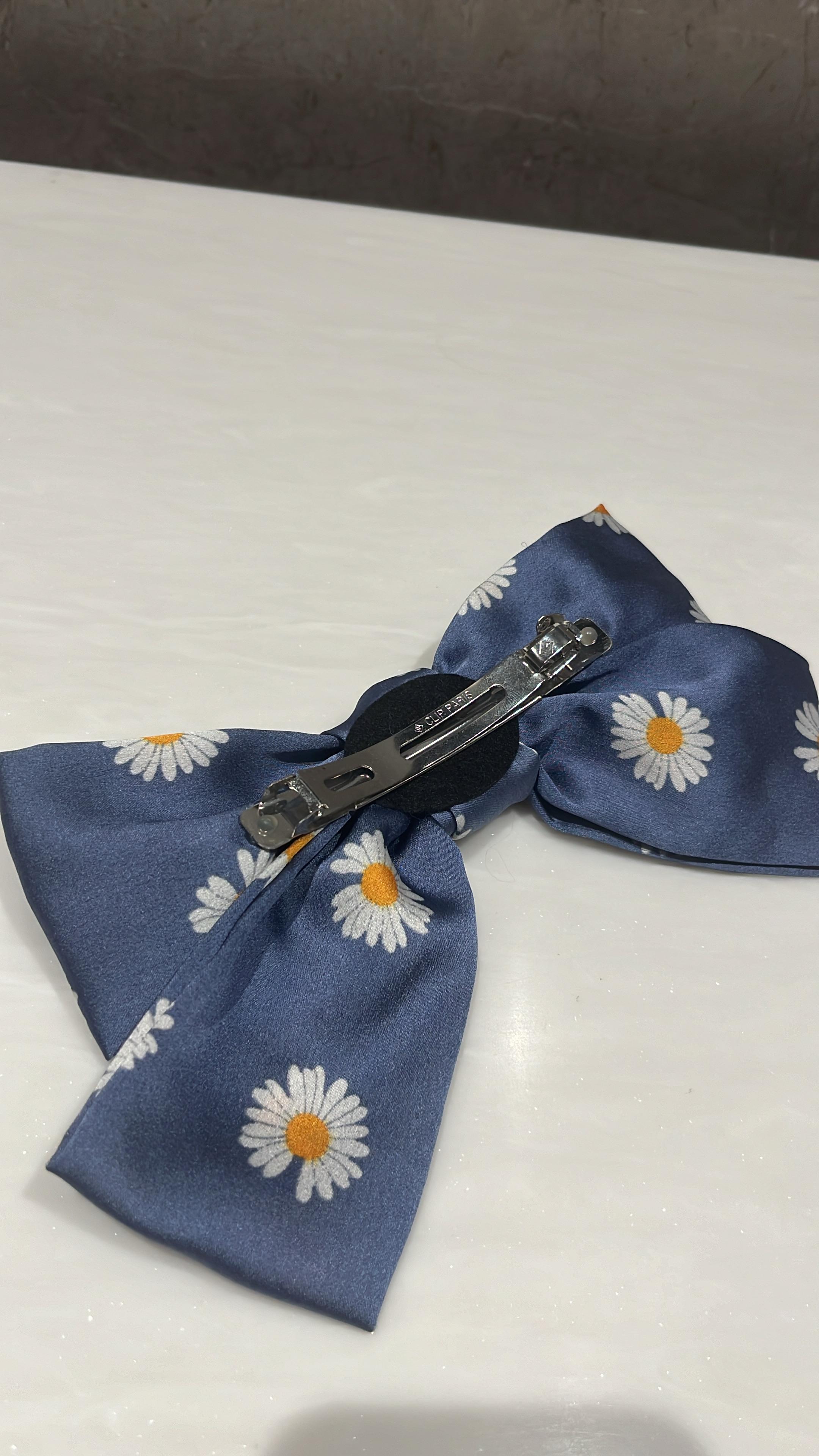 Daisy Bliss Blue Printed Hair Bow