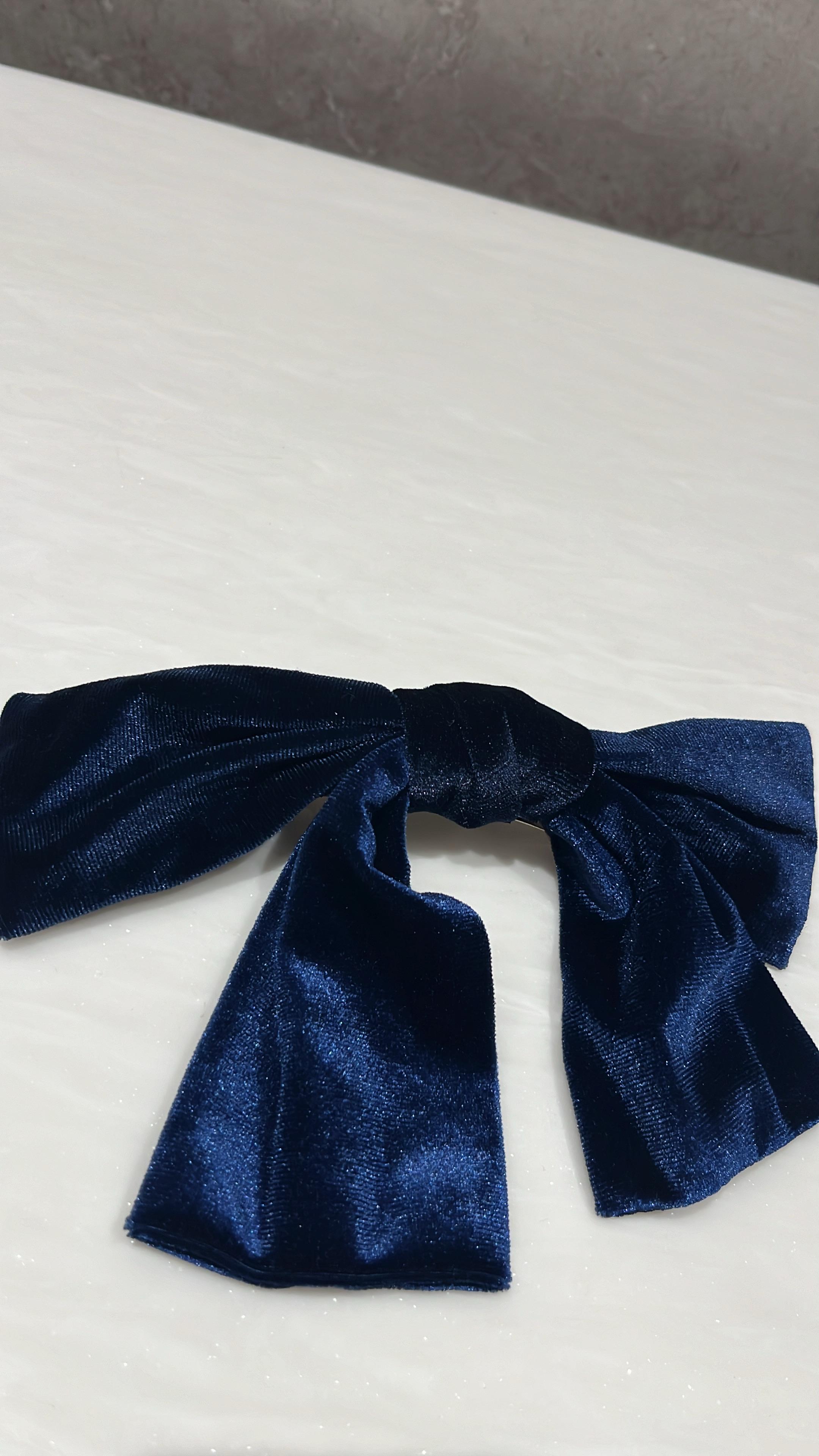 Blue Velvet Hair Bow