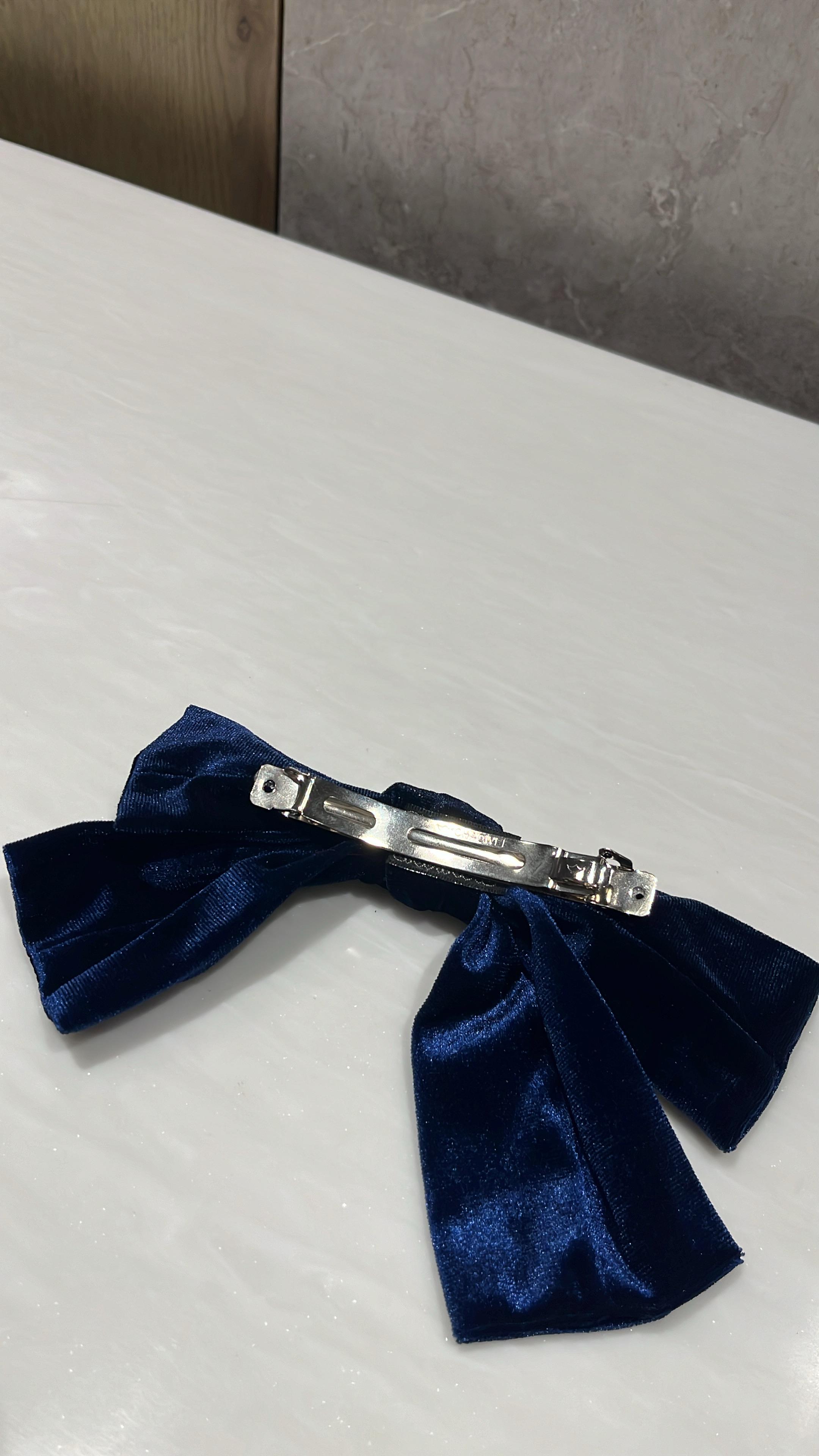 Blue Velvet Hair Bow
