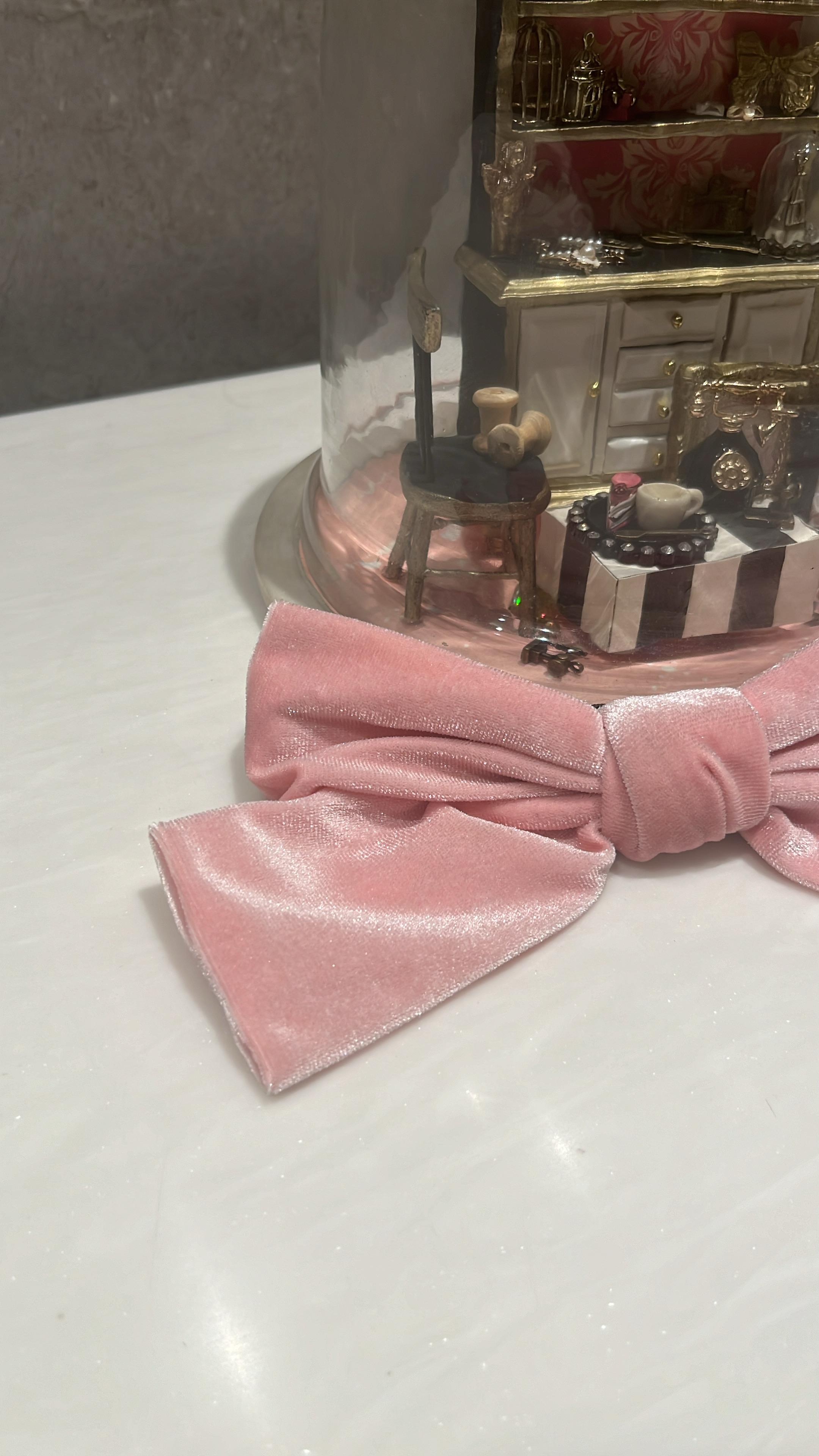 Pink Velvet Hair Bow
