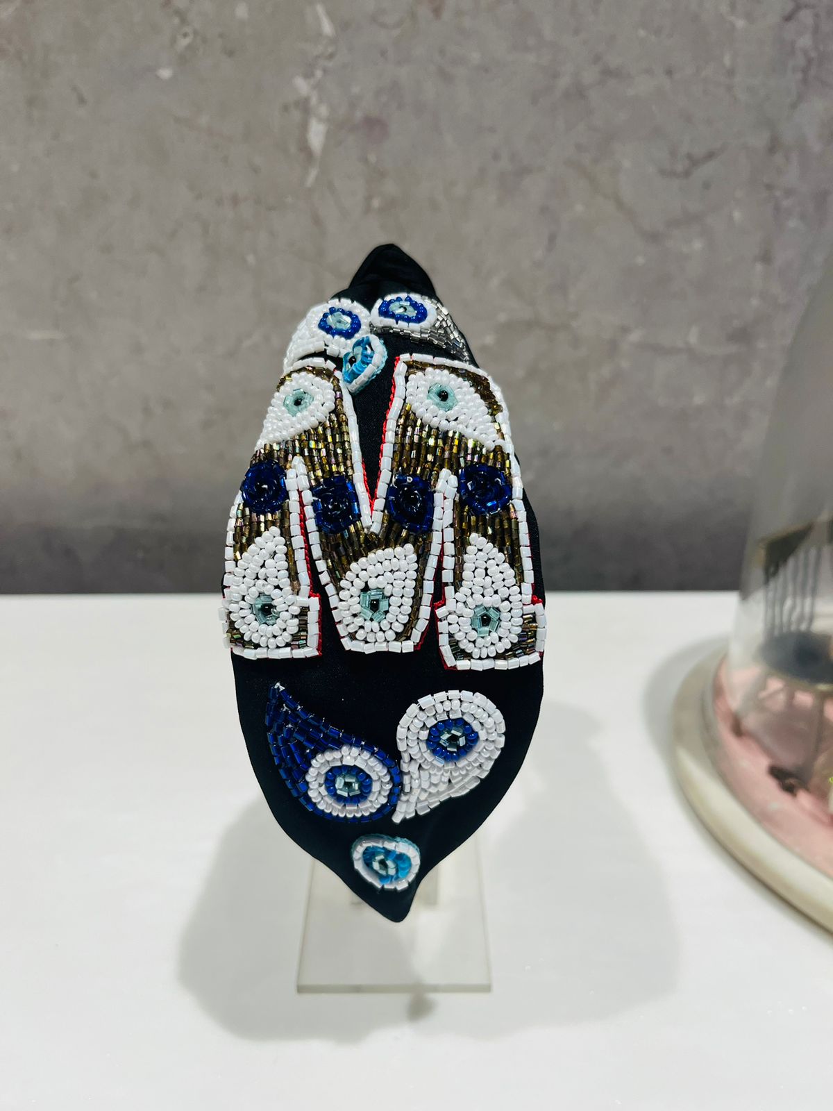 Evil Eye Initial Black Hairband